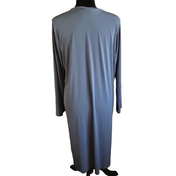 Torrid plus size 1 = 1X Blue duster jacket open front side slits 44” long - Picture 2 of 6